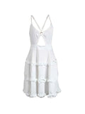 ZJKRL -  Elegant Summer Dress Woman Solid Color Short Dress with Straps Ladies Backless V Neck Loose Short Dress for Evening Party