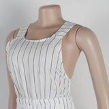 ZJKRL -  Summer Women White Casual Dress A-line Backless Dresses with Crossed Neck on Back Elegant and Youthful Sexy Dresses Stripe Print