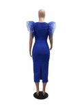 ZJKRL -  Elegant Dresses for Women Ruffle Sleeve Dress Knee Length Wave Print Sexy Summer Light Dress Birthday