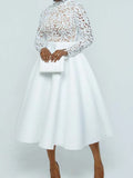 ZJKRL -  Elegant Party Dresses Woman Fall Fashion Lace Long Sleeve See Through Dress Vintage Laides Evening Dress
