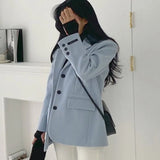 ZJKRL -  Korean Style Woolen Outerwear Women's Blazer Solid Coats Single Breasted Winter Autumn New Jackets Casual Female Clothing