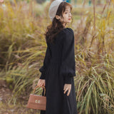 Zjkrl - Knitted Dress Autumn/winter 2023 New French Style Patchwork Bottom Lining With Sen Style Woolen Dress Mid Length Sweater Dress
