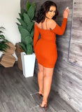 ZJKRL -  Off Shoulder Long Sleeve Spaghetti Strap V-neck Bodycon Midi Dress Spring Sexy Party Club Dresses Women Vestidos