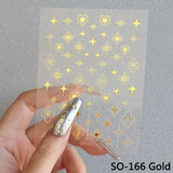 Sliver Stars Nails Stickers 3D Bronzing Laser White Cross Starlight Glossychic Y2k Stylish Adhesive Manicure Decorations SO-167