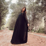 Zjkrl - Female Elegant Party Black Simple Two Pieces Inner Slip Dress+See Through Outer Cape Maxi Dresses For Women 2023 New