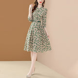 Zjkrl - Chiffon Dress Women Puff Sleeve Elegant Big Swing Spring Dresses Slim With Belt  A-line Dresses For Women Party Vestidos