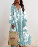 Zjkrl - Autumn Dress 2023 New For Women Color Printed Loose V-neck Vestidos Fashion Casual Long Dresses Beach Party Bohemian MsChuh