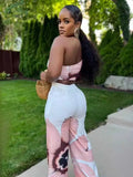 ZJKRL -  2 Piece Sets Women Outfit Casual Elegant Summer One Shoulder Tank and Long Pant Ladies Suits Sexy
