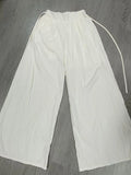 Zjkrl  - holiday outfits Korean Fashion Solid Sling 2 Piece Set Women Elegant Casual Loose Thin Sleeveless Tops Female + High Waist  Wide Leg Pants