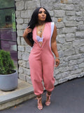 ZJKRL -  Women Sexy One Piece Jumpsuit Streetwear Summer V Neck Button Sleeveless Jumpsuit Sexy Jumpsuit Elegant Woman New in Clothes