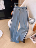 Zjkrl  -  holiday outfits Summer New Stitched Zipper T-shirt Top Female Set Elegant Women's Jeans Casual Blouse Two Piece Set Ladies Tracksuits
