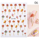 Zjkrl - 1pcs Gold iridescent Maple Leaf 3D Nail Sticker Fall Autumn Pattern Adhesive Transfer Stickers Shiny DIY Nail Art Decoration