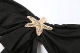 ZJKRL -  Puss Starfish Metal Women 2 Piece Set Summer Vacation Beach Jacquard Strapless Tops+Skirt Elegant Matching Clubwear Suit