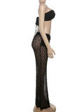 ZJKRL -  Puss Starfish Metal Women 2 Piece Set Summer Vacation Beach Jacquard Strapless Tops+Skirt Elegant Matching Clubwear Suit