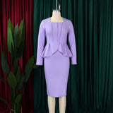 ZJKRL -  Elegant Solid Ruffle Party Dress Women Fashion Pleated Bodycon Evening Wedding Work Business Midi Dress