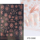 Zjkrl - Christmas Nail Sticker 3D Reflective Shiny Glitter Gold Silver Snowflake Elk Bells Decal Slider For Manicure Decoration NLLS-J24