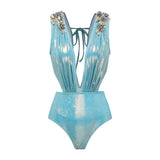 ZJKRL  -  New 3D Butterfly Decoration Sweet Girl Pink Shiny One-piece Swimsuit Set for Beauty Women