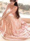 Zjkrl  -  French Elegant Chiffon Dress Beach Style Sleeveless Sweet Fairy Summer Even Party One Piece Dress Korean Fashion 2000s Vintage