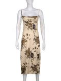 Zjkrl  -  Y2K Vintage Party Long Dress Grunge Fairycore Print Maxi Dresses Elegant Beach Style Backless Sundress Women Clothes