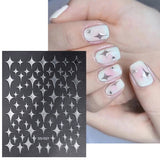 Sliver Stars Nails Stickers 3D Bronzing Laser White Cross Starlight Glossychic Y2k Stylish Adhesive Manicure Decorations SO-167