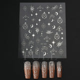 Sliver Stars Nails Stickers 3D Bronzing Laser White Cross Starlight Glossychic Y2k Stylish Adhesive Manicure Decorations SO-167