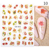 Zjkrl - 1pcs Gold iridescent Maple Leaf 3D Nail Sticker Fall Autumn Pattern Adhesive Transfer Stickers Shiny DIY Nail Art Decoration