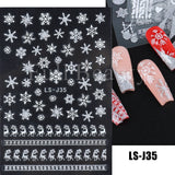 Zjkrl - Christmas Nail Sticker 3D Reflective Shiny Glitter Gold Silver Snowflake Elk Bells Decal Slider For Manicure Decoration NLLS-J24