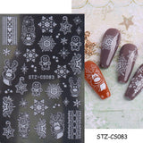 Zjkrl - Christmas Nail Sticker 3D Reflective Shiny Glitter Gold Silver Snowflake Elk Bells Decal Slider For Manicure Decoration NLLS-J24