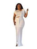 ZJKRL -  Elegant White Long Dress Silk Stretchy Ladies Sexy Dress Evenings Party Summer Floor-length Tight Dress