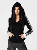 Zjkrl  - holiday outfits Autumn Fashion Slim Long Sleeve Zipper Coat Women Design Chic Solid Striped Thin Hoodie Female High Street Patchwork Tops New