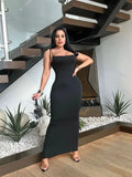 ZJKRL -  Sexy Spaghetti Strap Bodycon Maxi Dress Elegant Women Sleeveless Backless Solid Slim Fit Club Party Long Dresses Vestidos