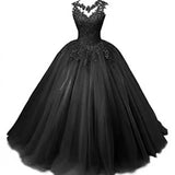 Zjkrl  -  Autumn New Girls Long Classic Tulle Purple Sweet 16 Dresses appliques de dentelle sur tull robe de bal