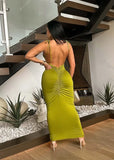 ZJKRL -  Sexy Spaghetti Strap Bodycon Maxi Dress Elegant Women Sleeveless Backless Solid Slim Fit Club Party Long Dresses Vestidos