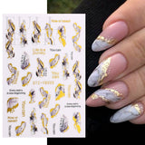 Zjkrl - Christmas Nail Sticker 3D Reflective Shiny Glitter Gold Silver Snowflake Elk Bells Decal Slider For Manicure Decoration NLLS-J24