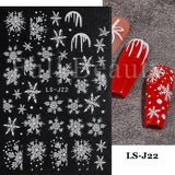 Zjkrl - Christmas Nail Sticker 3D Reflective Shiny Glitter Gold Silver Snowflake Elk Bells Decal Slider For Manicure Decoration NLLS-J24