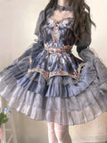 ZJKRL  -  Gray Swan Lolita Waistcoat Dress Set Jsk Flower Wedding Birthday