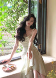 ZJKRL -  New Summer French Fashion Women Spaghetti Strap Elegant Long Mermaid Ruffles Dresses Evening Party Prom Clothes