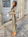 Zjkrl - Tossy Striped Contrast Color Knit Maxi Bodycon Dress Boho High Waisted Hollow Out Slim Dresses Women Holiday Dresses Vestidos