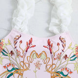 ZJKRL  -  Blue Printed Bubble Strap Swimsuit, High Waist, Slim Bikini and Skirt, Retro Square Neck, Backless, Fashion