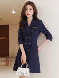 Zjkrl - Fashion Korean Black Dress 2023 Fall and Winter New High-quality Office Women's Blazer Elegant Temperament Double-breasted Dress