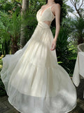 Fashion Elegant Casual Women Summer Dress Spaghetti Strap Vintage A-Line Solid Chic Party Dresses Female Clothes Long Robe