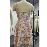 ZJKRL  -  Fashion Floral Print Dress For Women Summer Vacation Beach Clothing Ladies Streetwear Suspender Skirt Sleeveless Mini Dress