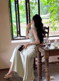 ZJKRL -  New Summer French Fashion Women Spaghetti Strap Elegant Long Mermaid Ruffles Dresses Evening Party Prom Clothes