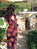 ZJKRL -  Retro High-End Mesh Printed Long Dress For Women'S Summer Sexy V-Neck Slim Fit With Buttocks And Elegant Dress