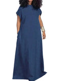 ZJKRL -  Women's Dresses Plus Size Backless V Summer Straight Dresses Maxi Length Elegant Denim Clothes Dress