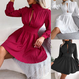 Zjkrl - Dresses For Women 2023 Autumn Long Sleeve Solid Color Sexy Vestidos Fashion Casual Elegant Temperament Party Beach Dress MsChuh
