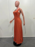 ZJKRL -  New Casual Ruffle Maxi Dress Women Solid Tank Sleeveless O Neck Party Wedding Club Holiday Business Long Dress Women