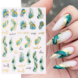 Zjkrl - Christmas Nail Sticker 3D Reflective Shiny Glitter Gold Silver Snowflake Elk Bells Decal Slider For Manicure Decoration NLLS-J24
