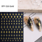 Sliver Stars Nails Stickers 3D Bronzing Laser White Cross Starlight Glossychic Y2k Stylish Adhesive Manicure Decorations SO-167