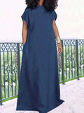 ZJKRL -  Women's Dresses Plus Size Backless V Summer Straight Dresses Maxi Length Elegant Denim Clothes Dress
